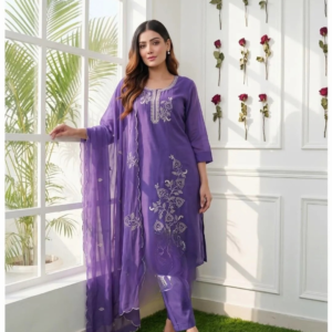 Purple Embroidered Suit